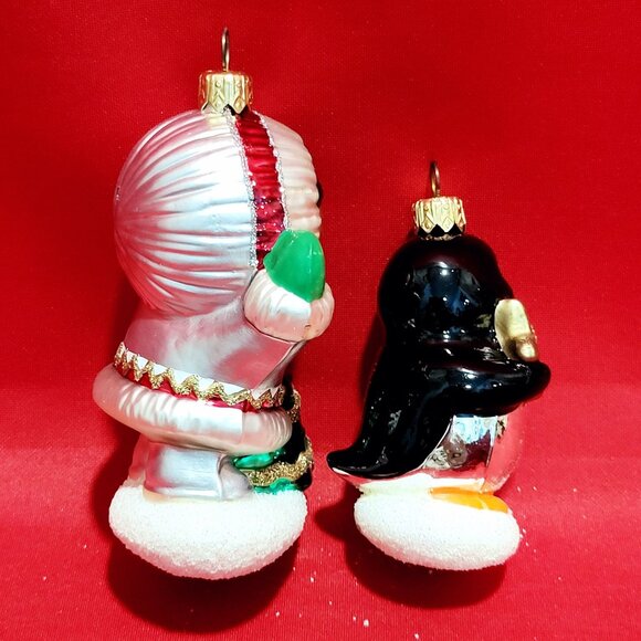 Hallmark Blown Glass Frosty Friends Set of 2 Ornaments 1998  Eskimo & Penguin Ch - Picture 6 of 12